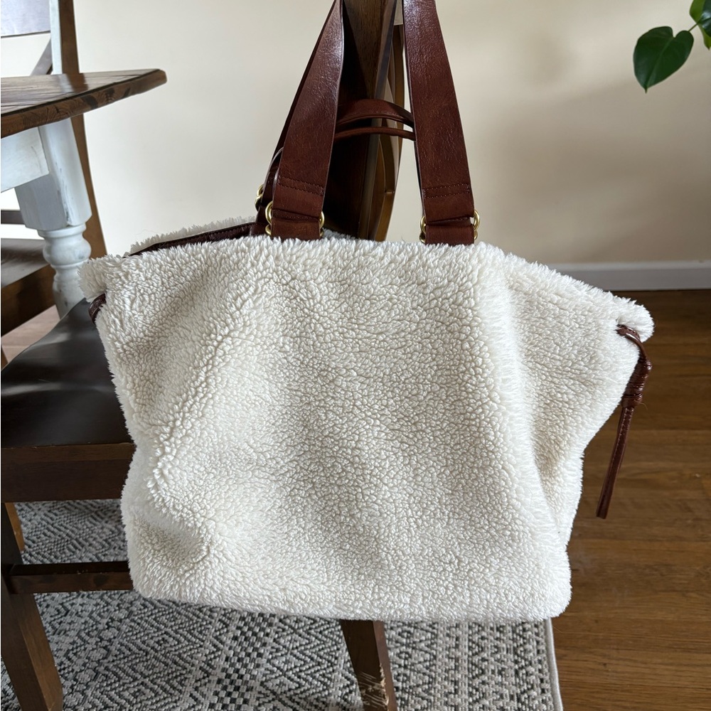 Cozy White and Brown Tote Bag